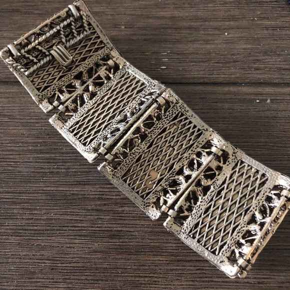 Vintage Brown and sliver linked cuff bracelet - Picture 3 of 3